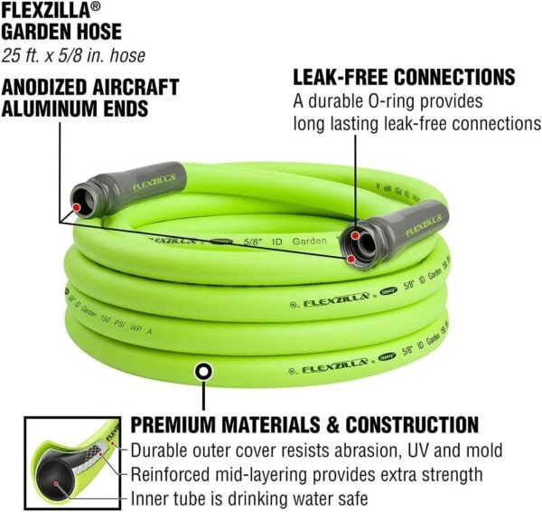 Flexzilla Garden Hose 5/8 in. x 25 ft, Heavy Duty Lightweight Drinking Water Safe - Image 3