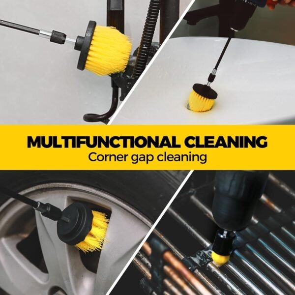 Yellow 5-Pack Drill Brush Set Extended Attachments for All-Purpose Cleaning. - Image 6
