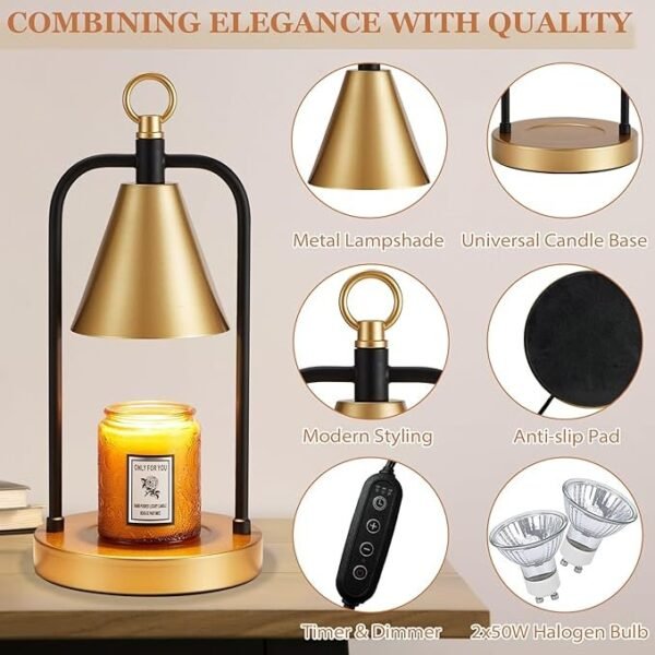 Candle Warmer Lamp with Timer, Electric Candle Wax Warmer for Various Size Candle Jar - Image 2