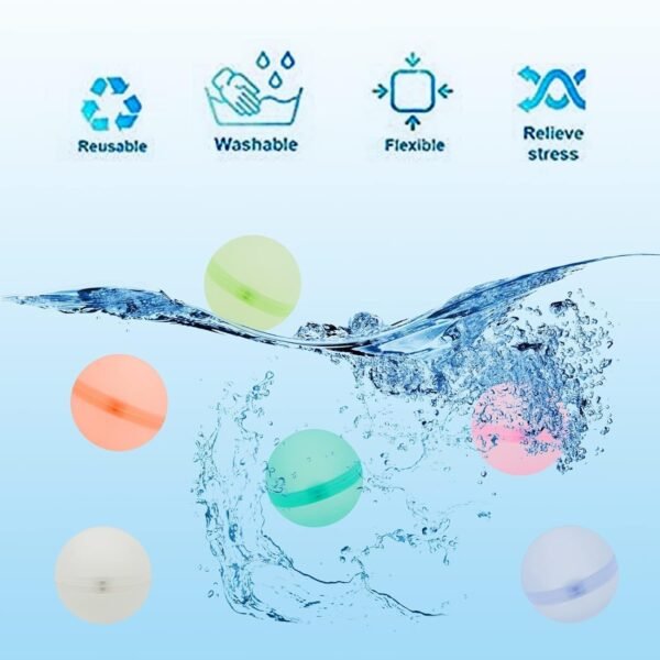 12 PCS Reusable Water Balloons Balls, Soft Silicone Quick Fill Balloons Splash Summer Party Gift Pool - Image 6