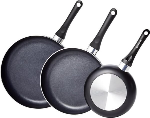 3-Piece Non-Stick Frying Pan Set - 8 Inch, 10 Inch & 12 Inch, Black